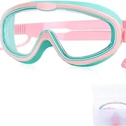 Kids Swimming Goggles, Anti-Fog Waterproof Design, Pink and Mint, Tempered Glass with Silicone Frame, Adjustable Strap, UV Protection for Ages 3-16 Years-picture-24