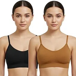 ROYCreation Women Cotton Padded Bra Combo Pack of 2 (Free Size Bra Fit Upto 28 to 34), Multicolour image 1