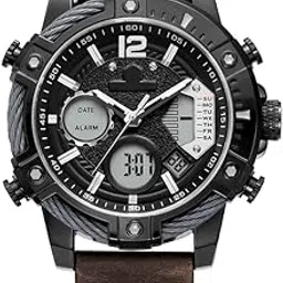 feice Men's Watch Wristwatches Chronograph Sport Watch Japanese Quartz Analog-Digital Waterproof Watches FK038 Multifunctional Luminescent Industrial Style Punk Watch-Black, Multicolor image 1