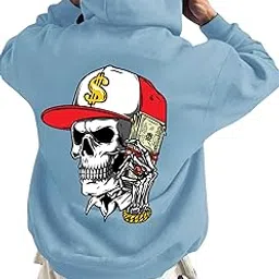 Benny Brooks Men Sky Blue Color Hooded Neck Hoodie-Skull Hoodie-picture-36