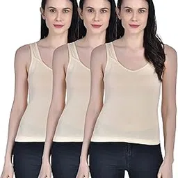 aimly Women's Regular Fit Sleeveless Cotton Camisole Slip Spaghetti | Combo Pack of 3-picture-10