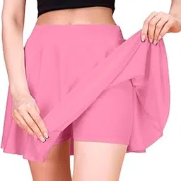 trendmalls Girl's/Women's Classic Stretchy All Time Trendy Mini Skater Knee Length Solid Skirt Women Girls-picture-23