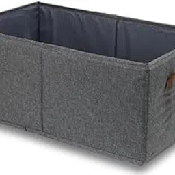 LATURDAS 26L Fabric Storage Box with Handle – Foldable Canvas Wardrobe Organizer, Stackable Steel Frame Storage Bin for Clothes,Toys,Blankets,Sarees & Home Use (Grey) (Without Lid)-image-89