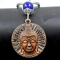 afh Buddham Saranam Gachhami Metal Copper Evil Eye Keychain for Car, Bike, Office, Bag, and Home Use-picture-31