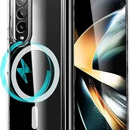 JGD PRODUCTS Magnetic Silicone Case for Samsung Galaxy Z Fold 4 5G Compatible with MagSafe, Shockproof Phone Bumper Cover, Anti-Scratch Clear Back (Clear)-picture-10