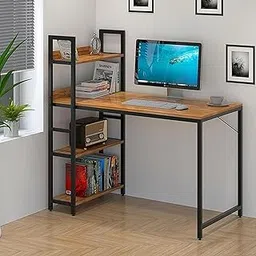 Callas Computer Desk with Bookshelf – Modern Industrial Study Table with Storage Shelves for Home Office, Bedroom, or Study – Space-Saving Laptop Workstation Desk (ST-20-Walnut)-image-51