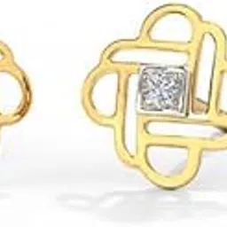caratlane 14 KT White & Yellow Gold Mesh Diamond Multiwear Stud Earrings for Women-picture-41