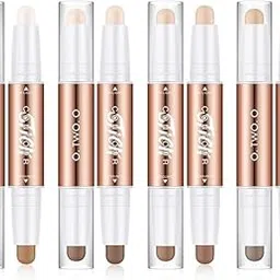 COSLUXE O TWO O 2 Color Dual Cream Contour Stick, Highlighter, Contour Bronzer Stick, Long Lasting & Waterproof Contour Sticks Makeup Kit for Brighten Make up (04 - Beige color + Cool brown)-picture-36