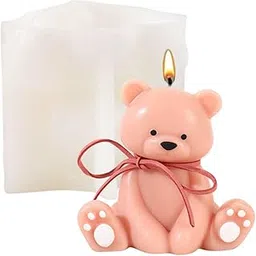 SOFTCREATO Bear Shape Candle Mold I 3D Sitting Teddy Bear Epoxy Casting Mould I Cute Polar Bear for DIY Handmade Cake Décor, Aromatherapy, Soap, Resin Art Craft Making Home Décor Birthday Valentine's Day Gift-picture-11