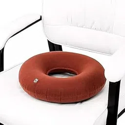 METRON Inflatable Donut Seat Cushion for Haemorrhoids Piles Fistula Postpartum Post Surgery|15 Inch Diameter Ring Shape Air Donut Pillow for Tailbone Pain Relief|for Office Car Home - Plastic, Brown-picture-51