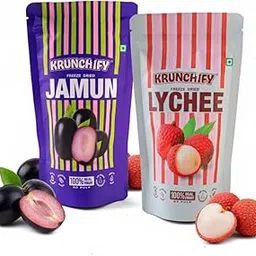 Krunchify Freeze Dried Fruit Jamun & Lychee Combo Pack | No Added Sugar, No Preservatives | 100% Vegan & Healthy | Serving - 16g Each-image-12