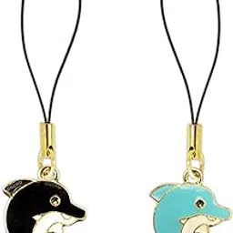 ONCRO® Pack of 2 Lucky Dolphins fish pendant phone charms aesthetic for girls women backpack hanging keychain key ring gold accessories necklace bracelet clasp thread Ornament decor Smart combo-image-38