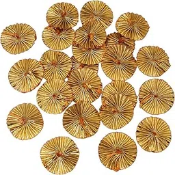 EmbroideryMaterial Sew On Gota Patti Flower Appliques Patches for Embroidery, Suit, Kurti, Duppata, Jeans, Saree, Blouse, Decoration, Jewellery Making & Craft Purpose (4 CM, Gold Color, 100 Pieces)-image-9
