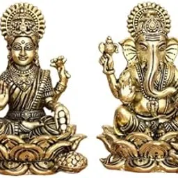 Aksharveda Laxmi Ganesh Brass Murti Set - 1.5 inches-picture-33