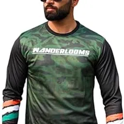 WANDERLOOMS Jersey Tshirt for Men | Graphic Printed Riding Jersey for Bikers| Stylish Full Sleeve V Neck Cycling T-Shirt for Men-picture-41