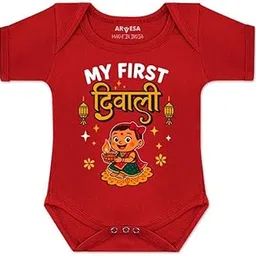 arvesa My First Diwali D-2068 Single Romper Bodysuit, Sleepsuits, Rompers For New Born Baby Clothes 0-3 Months Unisex Stylish Dress For Baby Boy & Girl, Newborn Infant Outfit-picture-14