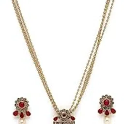 sukkhi Eye-Catching Maroon Stone Multistring Long Necklace Set And Earring | Jewellery Set For Women (NS105688)-picture-17