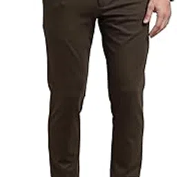 turtle Men Brown Slim Fit Solid Flat Front Cotton Stretch Flat Front Formal Trouser || Pant || Men's Trouser-picture-24