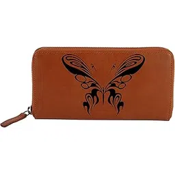 karmanah Butterfly Engraved Leather Wallet (Zipper), Cognac (Mariposa)-picture-37
