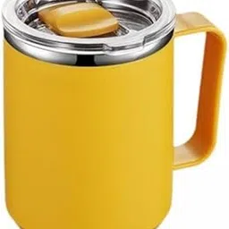 JAZZY PEARLS® 5xCoffee Mug Portable Easy Cleaning Sealed Coffee Cup for Camping Beach Sports Yellow-image-0
