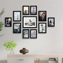 Stuthi Arts Photo Frame Set of 11 Picture Frames for Wall Hanging (8x10-1,5x7-4,4x6-6) | Photo Collage Wood Wall Mount Gift For Best Friend Boy & Girl | Customized Wall Hanging Photo Frame, | Picture Frame For Gift | (Black) image 1