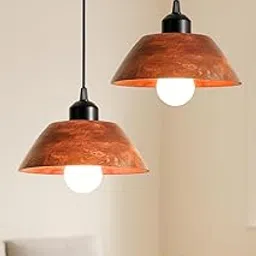 Wooden Handcrafted Pendant Light for Ceiling (Pack of 2) – Walnut-Finish Hanging Light with Adjustable Cord, Modern Conical Ceiling Lamp for Living Room, Bedroom & Home Décor-picture-16