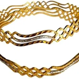 Kanishka Collection Gold Plated Openable Bangle Set, Traditional Lattice Design with CZ Stones, Fashion Jewelry for Women and Girls-picture-46