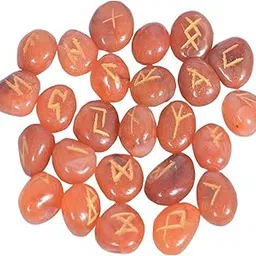 Red Carnelian Rune Set Polished Stone Engraved Symbol 25 pcs Set Crystal Reiki Chakra Healling Gemstone-image-48