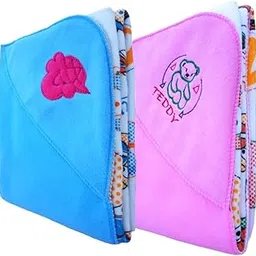 First Kick Baby Blankets Newborn Combo Pack of Double Layered Rainbow A/C Blanket for Baby Wrapper Durable Fleece Polyester for Baby Boys and Baby Girls, Pack of 2 Pink Blue-picture-32