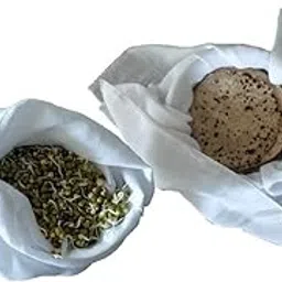 Arka Home Products 100% Cotton Muslin Kitchen Set (Pack of 8-2 Large Pcs Cloth, 4 Pcs Small Coth, 2 Drawstring Bags)( White)-image-3