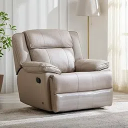 Home Centre 1 Seater Torino Half Leather Recliner| Half Leather Recliner| (Grey) |2 Year Warranty-picture-27