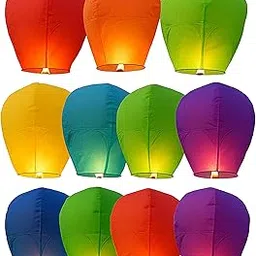 PRINT BHARAT Paper Sky Lantern Assorted Colour Hot Air Balloon for Diwali/Christmas/Marriage/All Festival with Fuel Wax Candle for Birthday New Year (Pack of 20)-image-5