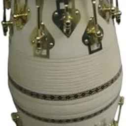 white Dholak With Golden Bolts And Beautiful printed rope Professional stylish look-picture-21