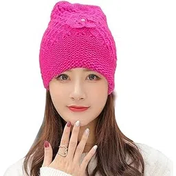Winter Warm Woolen Cap || Winter Warm Caps || Winter Season Stretchable Knit Woolen Warm Cap for Teens, Girls and Women || Stylish with Cute Pom Pom Cap ||-picture-24