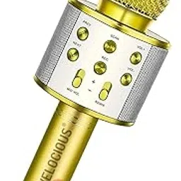 X14 Store ® WS-858 1 Pic Wireless Bluetooth Karaoke Microphone, Rechargeable Professional Handheld Karaoke Mic Speaker Home Kids Birthday Party - Best Gifts for Kids Adults (Golden)-picture-56