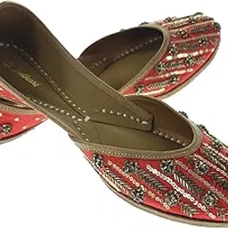 fulkari Women Echium Gold Genuine Soft Leather Embroidered Jutis | Bite and Pinch Free Jutti | Punjabi Formal Juttis | Girl's Wedding Flat Ladies Mojari | Formal Ethnic Juti |-picture-53