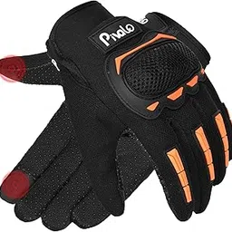 Pivalo Full Finger Bike Riding Gloves with Strong Knuckle Protective Shells Touch Screen Anti-Skid Surface Breathable Mesh for Motorcycle Cycling Climbing Mountaineering Hiking (Black & Orange, M)-picture-30