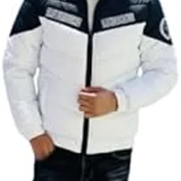 Trendy White & Black Winter Jacket for Men | Warm Padded Puffer Coat with Hood | Full Sleeve Casual Outerwear for Winter Fashion & Comfort-picture-11