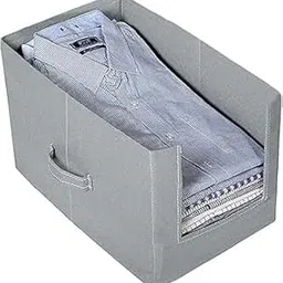 JoyeCrafts shirt stacker Sturdy Handles for Clothes Pc Non Woven Shirt Stacker/Cloth Organizer for Storage/Closet & Wardrobe Organizer for Storage/Foldable Shirt Organizer Cloth Storage Box (GREY)-picture-19