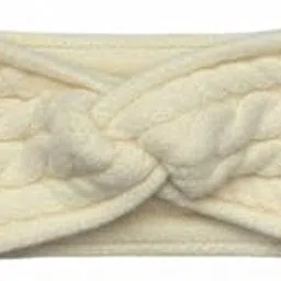 Warm Cable Knit Headband for Women | Chic Turban-Style Ear Warmer with Quilted Twist Knot | Cozy Winter Hair Accessory & Wide Non-Slip Headwrap- Cream-image-1