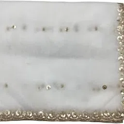 Organza Dyeable Golden Sequence Embroidery Dupatta With Butti And Border-image-5