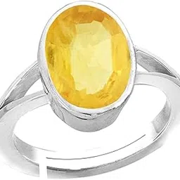 ayush gems 5.25 Carat Natural Yellow Sapphire Pukhraj Stone Panchdhatu Adjustable Silver Ring for Men and Women-picture-34