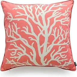 Hofdeco Decorative Throw Pillow Cover Outdoor Water Resistant Canvas Coral Love Coral Tree on Coral Case 18"x18"-image-42