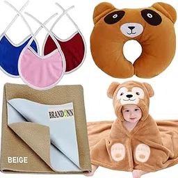 First Kick New Born Baby Gift Set Combo Pack for Baby Boys and Baby Girls Pack of 6 Pcs Camel Monkeys Brown-picture-34