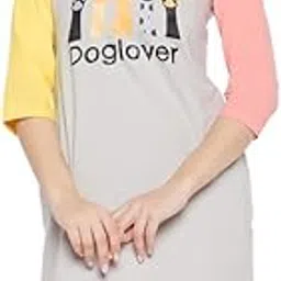 clovia Women's Cotton Blend Knee Length Short Nightdress Nightgown-picture-18