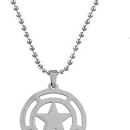 sullery Stylish Star Round Shape Pendant Silver Stainless Steel Necklace Chain for Men and Women-picture-14