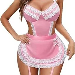 Women’s Hot Sexy Babydoll Nightdress | Sheer Mesh Lace Lingerie with G-String | Deep V-Neck Nightwear for Honeymoon, Valentine’s & Romantic Nights-S-image-30