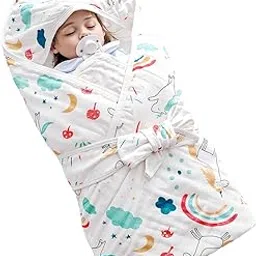SNOWIE SOFT® Muslin Towel for New Born Baby Ultra Soft Cotton Baby Swaddle Wrap Absorbent Bath Towel Cute Cartoon Swaddle Bath Shower Gift for Girls Boys,90x90cm-picture-34
