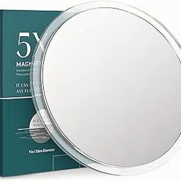 Mavoro 22.5cm Magnifying Mirror with 3 Strong Suction Cups | 5X Magnification | Portable Travel Makeup & Cosmetic Mirror (5X)-picture-30