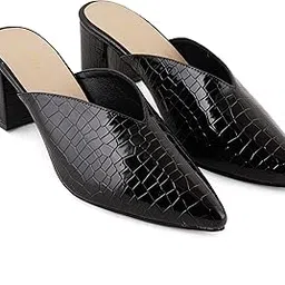 bella rosa Front Closed Croco Patent Block Heel-picture-27